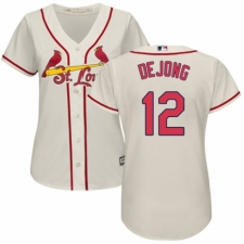 Women's Majestic St. Louis Cardinals #12 Paul DeJong Replica Cream Alternate Cool Base MLB Jersey