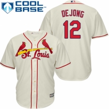Youth Majestic St. Louis Cardinals #12 Paul DeJong Authentic Cream Alternate Cool Base MLB Jersey
