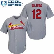 Youth Majestic St. Louis Cardinals #12 Paul DeJong Authentic Grey Road Cool Base MLB Jersey