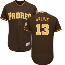 Men's Majestic San Diego Padres #13 Freddy Galvis Brown Alternate Flex Base Authentic Collection MLB Jersey