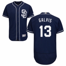 Men's Majestic San Diego Padres #13 Freddy Galvis Navy Blue Alternate Flex Base Authentic Collection MLB Jersey