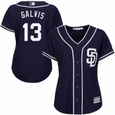 Women's Majestic San Diego Padres #13 Freddy Galvis Authentic Navy Blue Alternate 1 Cool Base MLB Jersey