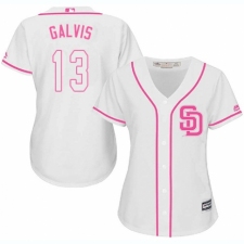 Women's Majestic San Diego Padres #13 Freddy Galvis Authentic White Fashion Cool Base MLB Jersey