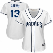 Women's Majestic San Diego Padres #13 Freddy Galvis Authentic White Home Cool Base MLB Jersey