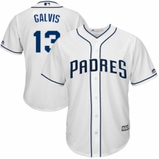 Youth Majestic San Diego Padres #13 Freddy Galvis Authentic White Home Cool Base MLB Jersey