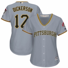 Women's Majestic Pittsburgh Pirates #12 Corey Dickerson Authentic Grey Road Cool Base MLB Jersey
