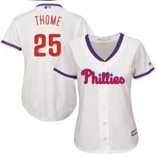Women's Majestic Philadelphia Phillies #25 Jim Thome Authentic Cream Alternate Cool Base MLB Jersey