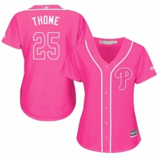 Women's Majestic Philadelphia Phillies #25 Jim Thome Authentic Pink Fashion Cool Base MLB Jersey