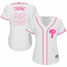 Women's Majestic Philadelphia Phillies #25 Jim Thome Authentic White Fashion Cool Base MLB Jersey