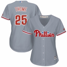 Women's Majestic Philadelphia Phillies #25 Jim Thome Replica Grey Road Cool Base MLB Jersey