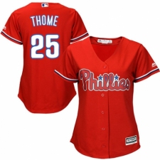 Women's Majestic Philadelphia Phillies #25 Jim Thome Replica Red Alternate Cool Base MLB Jersey