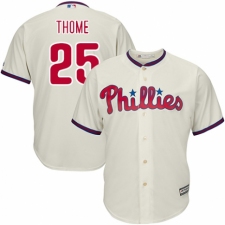 Youth Majestic Philadelphia Phillies #25 Jim Thome Authentic Cream Alternate Cool Base MLB Jersey