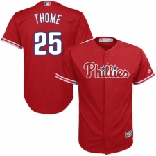 Youth Majestic Philadelphia Phillies #25 Jim Thome Replica Red Alternate Cool Base MLB Jersey