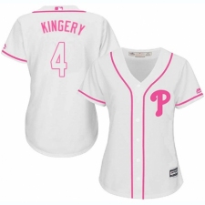 Women's Majestic Philadelphia Phillies #4 Scott Kingery Authentic White Fashion Cool Base MLB Jersey