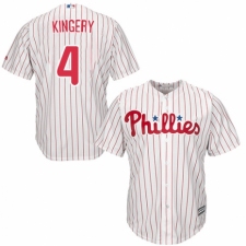 Youth Majestic Philadelphia Phillies #4 Scott Kingery Authentic White/Red Strip Home Cool Base MLB Jersey