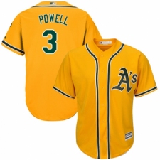 Youth Majestic Oakland Athletics #3 Boog Powell Authentic Gold Alternate 2 Cool Base MLB Jersey