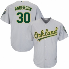Men's Majestic Oakland Athletics #30 Brett Anderson Replica Grey Road Cool Base MLB Jersey