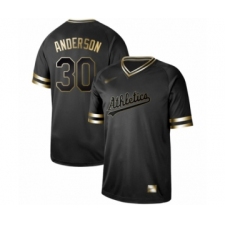 Men's Oakland Athletics #30 Brett Anderson Authentic Black Gold Fashion Baseball Jersey