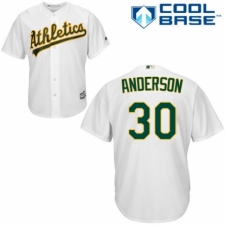 Youth Majestic Oakland Athletics #30 Brett Anderson Authentic White Home Cool Base MLB Jersey