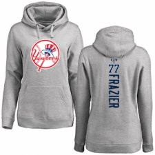 MLB Women's Nike New York Yankees #77 Clint Frazier Ash Backer Pullover Hoodie