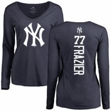 MLB Women's Nike New York Yankees #77 Clint Frazier Navy Blue Backer Long Sleeve T-Shirt