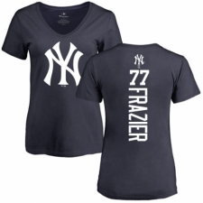MLB Women's Nike New York Yankees #77 Clint Frazier Navy Blue Backer T-Shirt