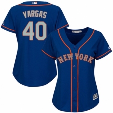 Women's Majestic New York Mets #40 Jason Vargas Authentic Royal Blue Alternate Road Cool Base MLB Jersey