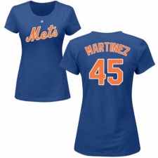 MLB Women's Nike New York Mets #45 Pedro Martinez Royal Blue Name & Number T-Shirt