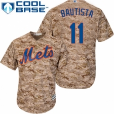 Men's Majestic New York Mets #11 Jose Bautista Authentic Camo Alternate Cool Base MLB Jersey