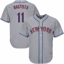 Youth Majestic New York Mets #11 Jose Bautista Authentic Grey Road Cool Base MLB Jersey