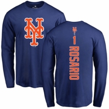 MLB Nike New York Mets #1 Amed Rosario Royal Blue Backer Long Sleeve T-Shirt