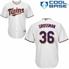 Youth Majestic Minnesota Twins #36 Robbie Grossman Replica White Home Cool Base MLB Jersey