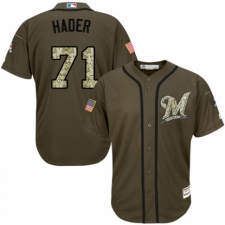Men's Majestic Milwaukee Brewers #71 Josh Hader Authentic Green Salute to Service MLB Jersey