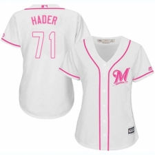 Women's Majestic Milwaukee Brewers #71 Josh Hader Replica White Fashion Cool Base MLB Jersey