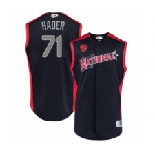 Youth Milwaukee Brewers #71 Josh Hader Authentic Navy Blue National League 2019 Baseball All-Star Jersey