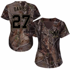Women's Majestic Milwaukee Brewers #27 Zach Davies Authentic Camo Realtree Collection Flex Base MLB Jersey