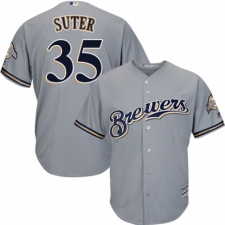 Youth Majestic Milwaukee Brewers #35 Brent Suter Authentic Grey Road Cool Base MLB Jersey