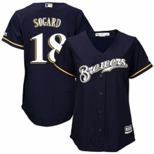 Women's Majestic Milwaukee Brewers #18 Eric Sogard Authentic White Alternate Cool Base MLB Jersey