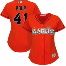 Women's Majestic Miami Marlins #41 Justin Bour Replica Orange Alternate 1 Cool Base MLB Jersey