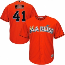 Youth Majestic Miami Marlins #41 Justin Bour Replica Orange Alternate 1 Cool Base MLB Jersey