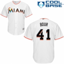 Youth Majestic Miami Marlins #41 Justin Bour Replica White Home Cool Base MLB Jersey