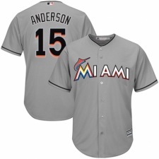 Youth Majestic Miami Marlins #15 Brian Anderson Replica Grey Road Cool Base MLB Jersey