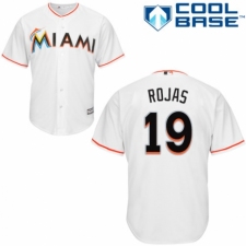 Youth Majestic Miami Marlins #19 Miguel Rojas Authentic White Home Cool Base MLB Jersey