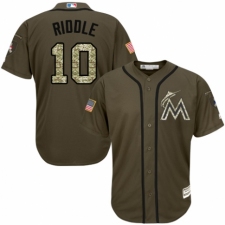 Youth Majestic Miami Marlins #10 JT Riddle Authentic Green Salute to Service MLB Jersey