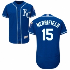 Men's Majestic Kansas City Royals #15 Whit Merrifield Royal Blue Alternate Flex Base Authentic Collection MLB Jersey