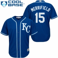 Youth Majestic Kansas City Royals #15 Whit Merrifield Authentic Blue Alternate 2 Cool Base MLB Jersey