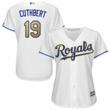 Women's Majestic Kansas City Royals #19 Cheslor Cuthbert Authentic White Home Cool Base MLB Jersey
