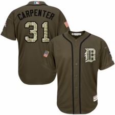 Men's Majestic Detroit Tigers #31 Ryan Carpenter Authentic Green Salute to Service MLB Jersey