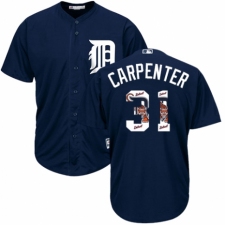 Men's Majestic Detroit Tigers #31 Ryan Carpenter Authentic Navy Blue Team Logo Fashion Cool Base MLB Jersey