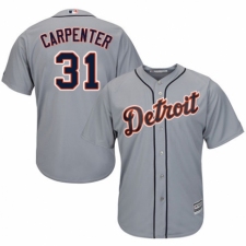 Men's Majestic Detroit Tigers #31 Ryan Carpenter Replica Grey Road Cool Base MLB Jersey
